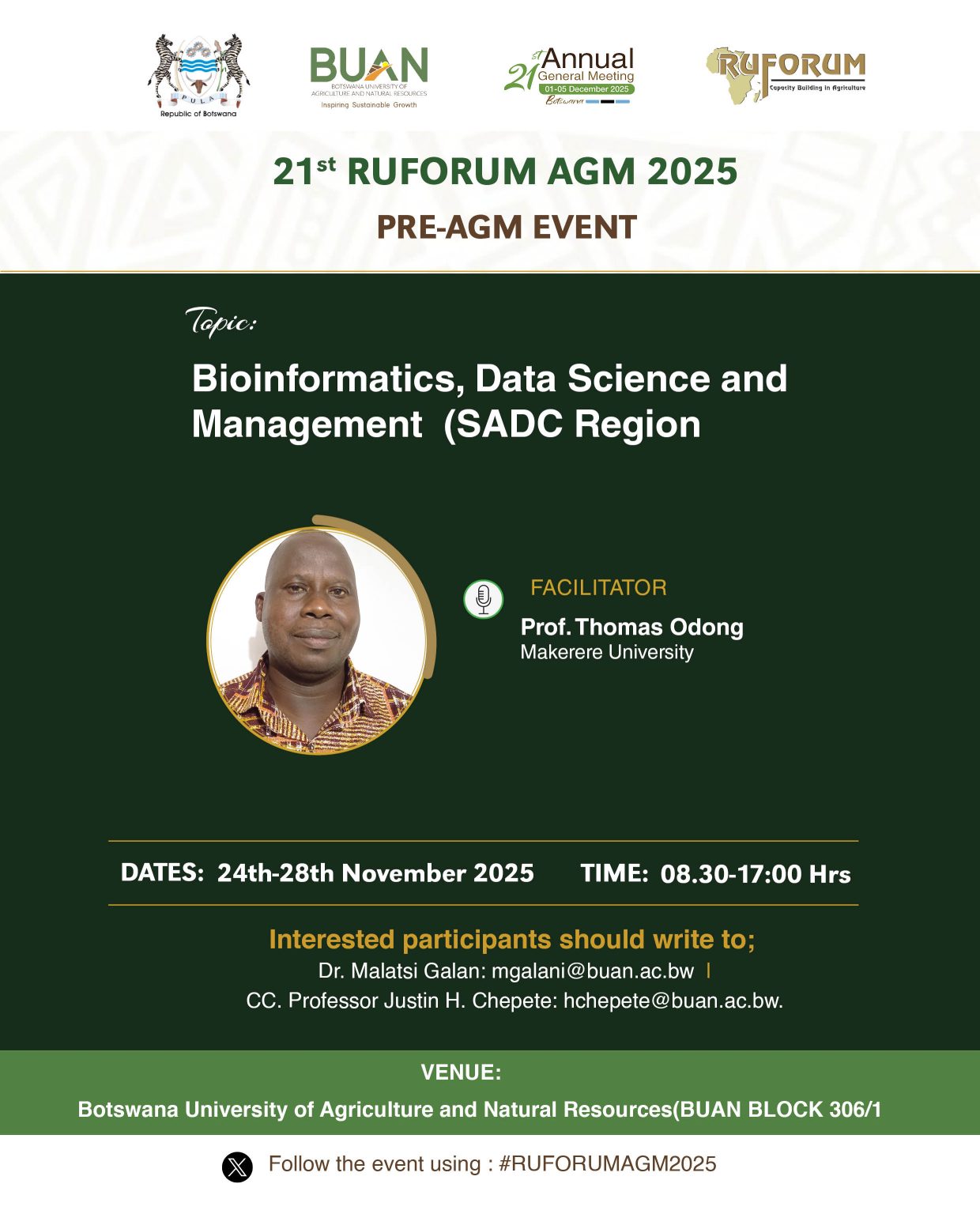 PRE-AGM Training: Bioinformatics, Data Science and Management – RUFORUM ...